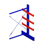 雙面懸臂副架，1500*1600*2500，400kg/層，4層，懸臂長700mm，含底座，